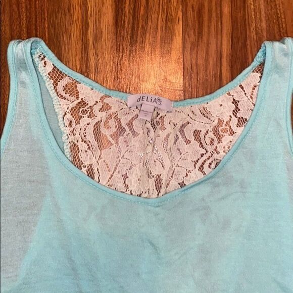 4 for $50 🎃 Delia*s High-Low Tank Lace Back Blue Women's Size Small - Picture 2 of 5